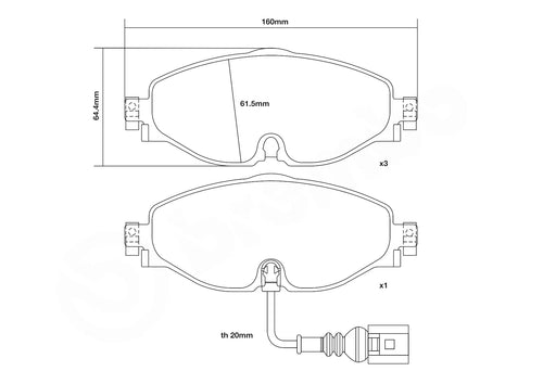 Pastillas de freno delanteras Brembo Sport HP2 - 07.B314.81/07.B314.93 - VW Golf GTI Mk7 