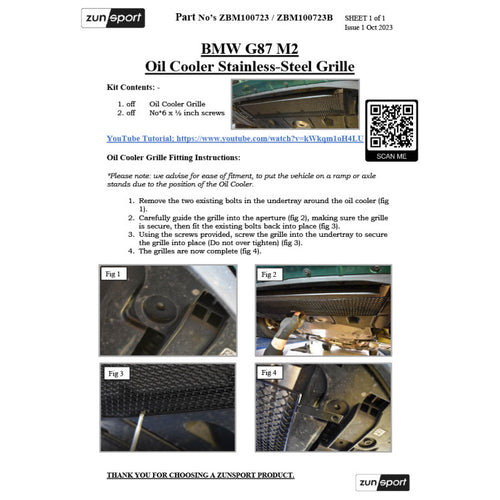 Zunsport BMW M2 G87 - Oil Cooler Grille