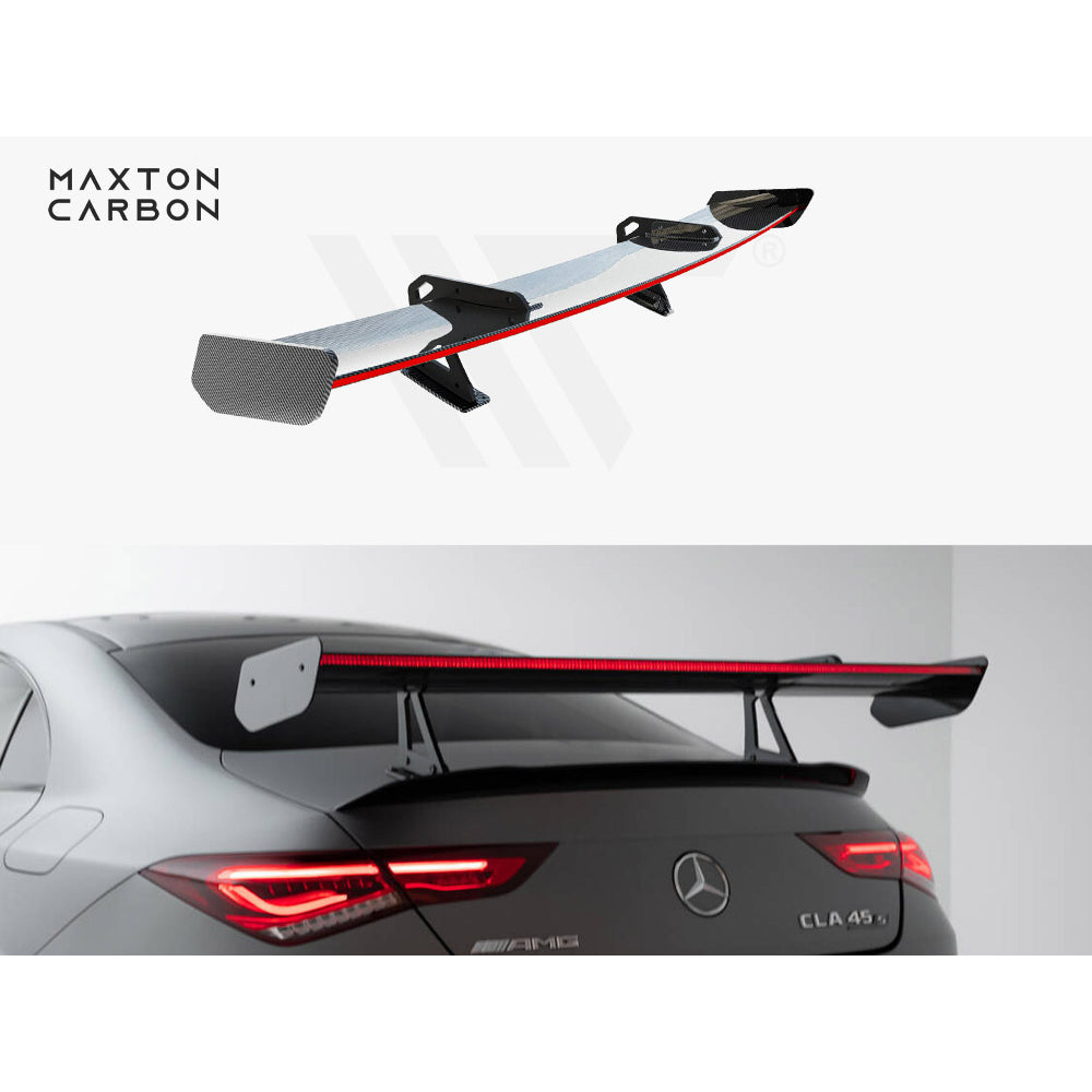 Maxton Design Carbon Fibre Spoiler With LED (Swan Mount) - Mercedes CLA35 & CLA45 AMG C118