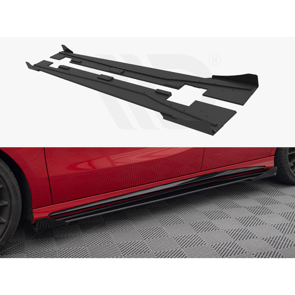 Maxton Design Street Pro Side Skirt Diffusers + Flaps - Mercedes A45 AMG W176 Facelift