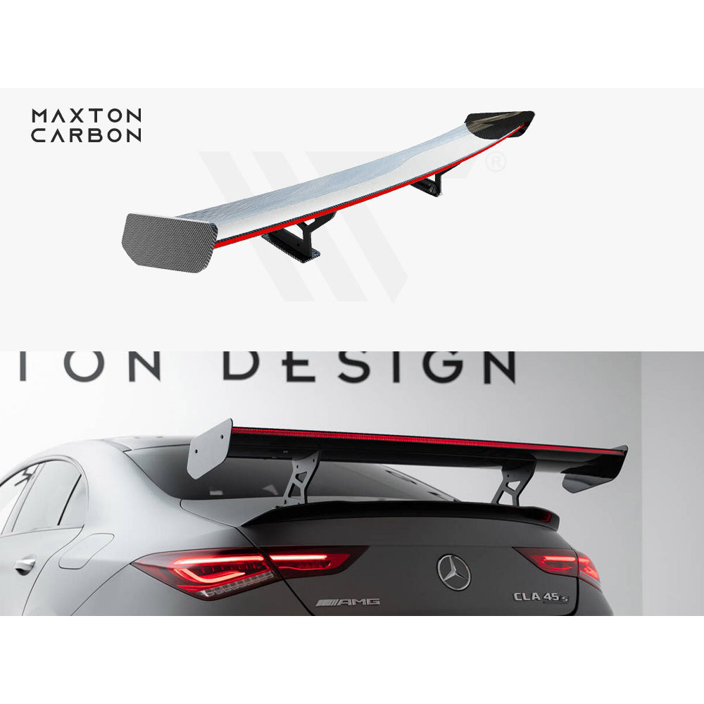 Maxton Design Carbon Fibre Spoiler With LED (Internal Brackets) - Mercedes CLA35 & CLA45 AMG C118