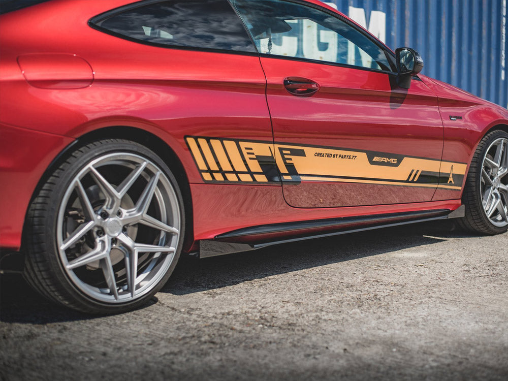 Maxton Design Street Pro Side Skirt Diffusers + Flaps - Mercedes C43 AMG C205