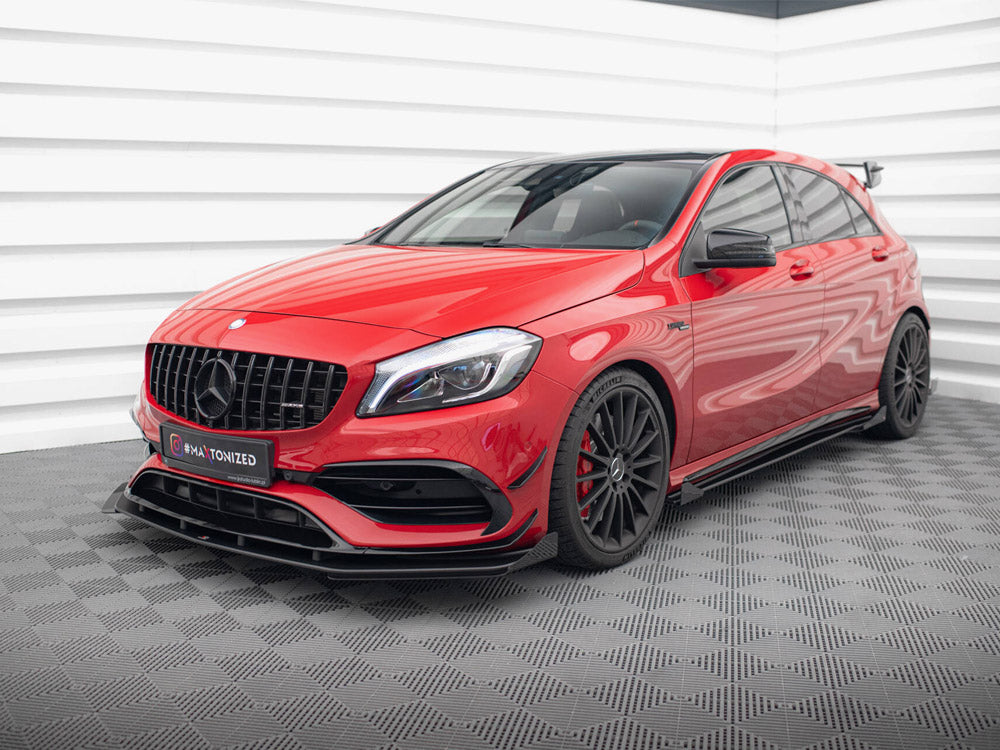 Maxton Design Street Pro Front Splitter + Flaps - Mercedes A45 AMG W176 Facelift
