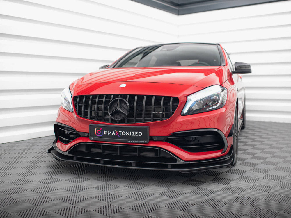 Maxton Design Street Pro Front Splitter + Flaps - Mercedes A45 AMG W176 Facelift