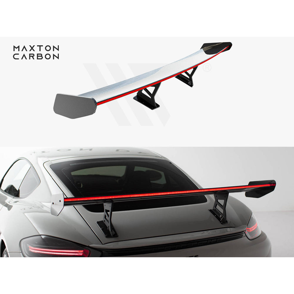 Maxton Design Carbon Fibre Spoiler With LED (Internal Brackets) - Porsche Cayman S/GTS 718