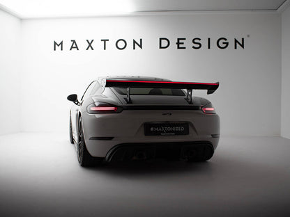 Maxton Design Carbon Fibre Spoiler With LED (Internal Brackets) - Porsche Cayman S/GTS 718