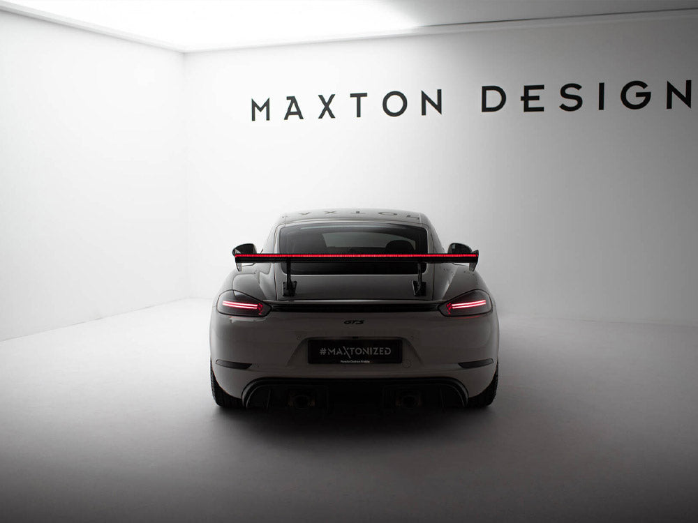 Maxton Design Carbon Fibre Spoiler With LED (Internal Brackets) - Porsche Cayman S/GTS 718