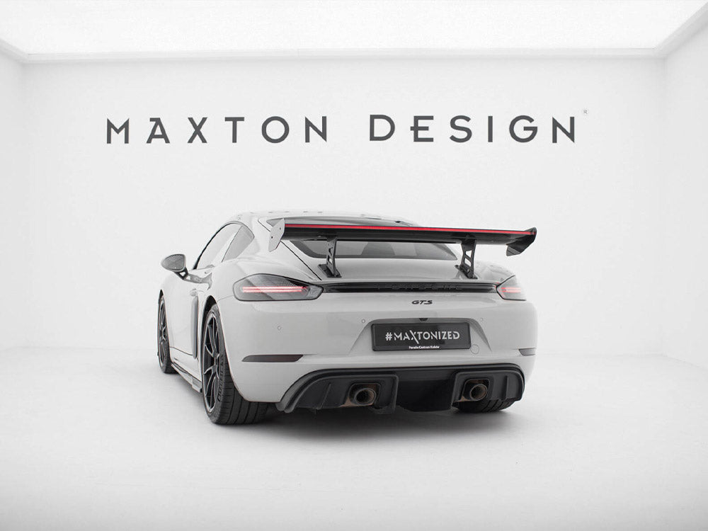 Maxton Design Carbon Fibre Spoiler With LED (Internal Brackets) - Porsche Cayman S/GTS 718