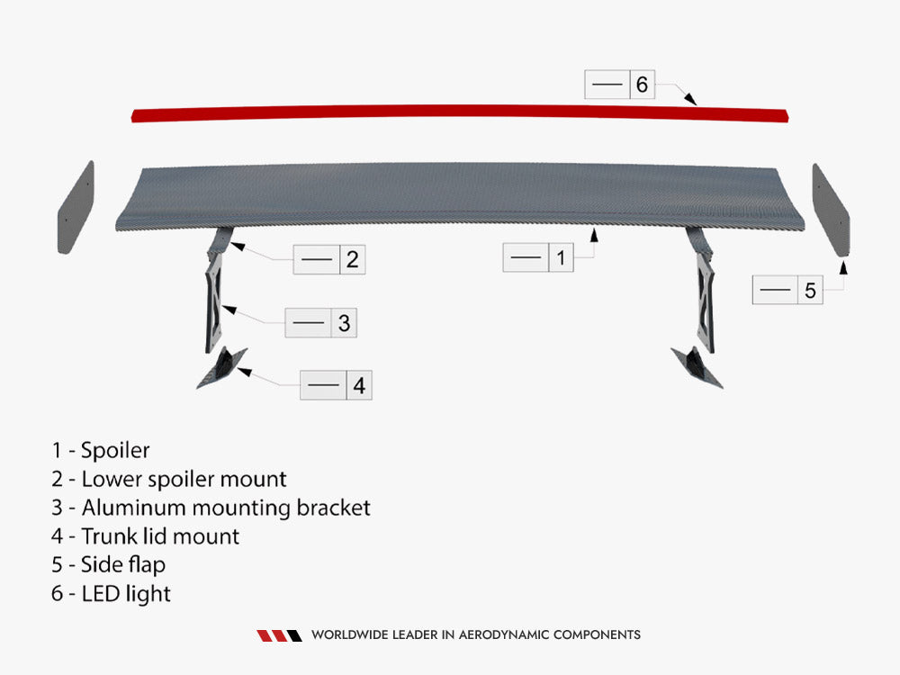 Maxton Design Carbon Fibre Spoiler With LED (Internal Brackets) - Porsche Cayman S/GTS 718