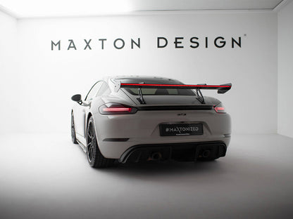 Maxton Design Carbon Fibre Spoiler With LED (Swan Mounting) - Porsche Cayman S/GTS 718