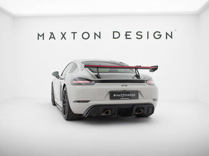 Maxton Design Carbon Fibre Spoiler With LED (Swan Mounting) - Porsche Cayman S/GTS 718