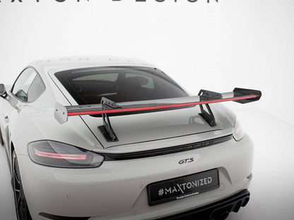 Maxton Design Carbon Fibre Spoiler With LED (Swan Mounting) - Porsche Cayman S/GTS 718