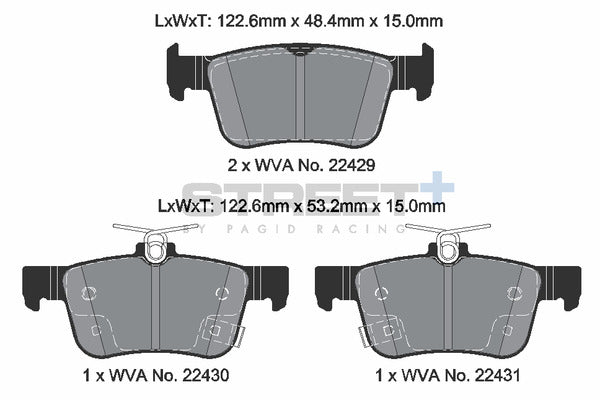 Pagid Racing Street+ Honda Civic Type R FL5 Rear Performance Brake Pads T8237SP2001