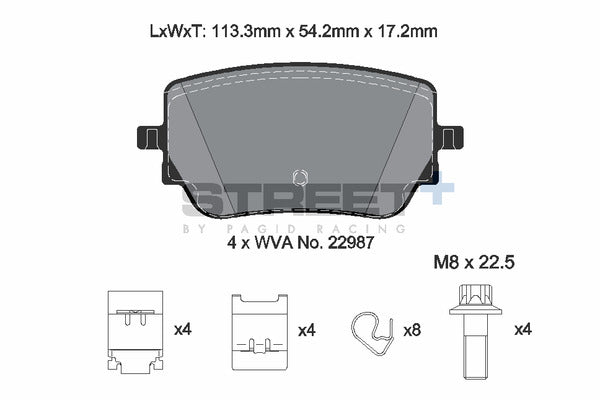 Pagid Racing Street+ Mercedes A45 W177 and CLA45 C118 Rear Performance Brake Pads T8213SP2001
