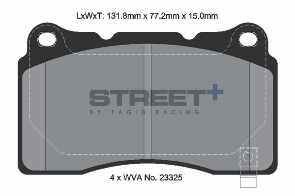 Pagid Racing Street+ Honda Civic Type R FK2 Front Performance Brake Pads T8026SP2001