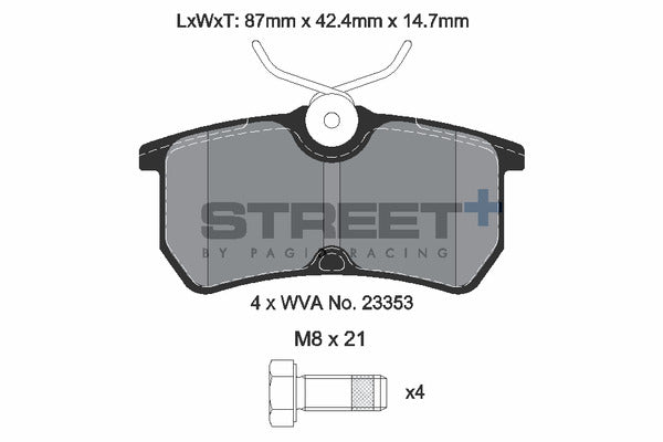 Pagid Racing Street+ Ford Fiesta ST Mk7 ST180 Rear Performance Brake Pads T8170SP2001