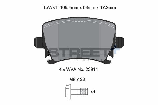 Pagid Racing Street+ Audi TTS 8J Rear Performance Brake Pads T8049SP2001