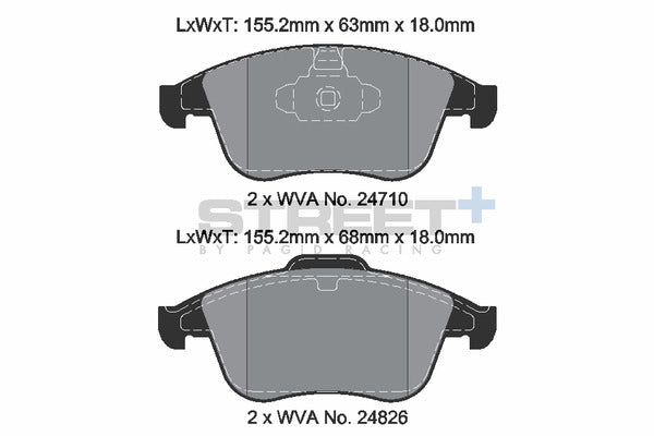 Pagid Racing Street+ Renault Clio RS Mk4 200/220 Front Performance Brake Pads T8191SP2001