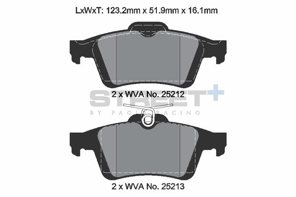 Pagid Racing Street+ Ford Focus RS Mk3 Rear Performance Brake Pads T8199SP2001
