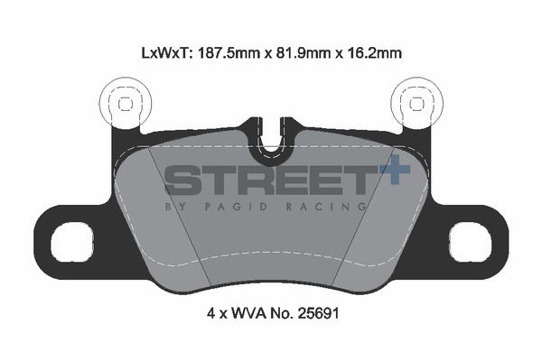 Pagid Racing Street+ Porsche 911 S/GTS 992 Rear Performance Brake Pads T8275SP2001