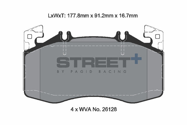 Pastillas de freno delanteras de rendimiento Pagid Racing Street+ Mercedes A45 W177 y CLA45 C118 T8217SP2001
