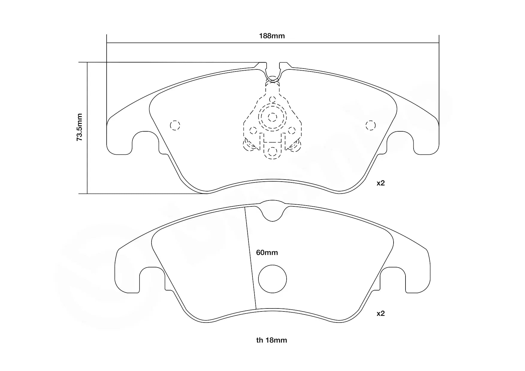 Brembo Sport HP2 Front Brake Pads - 07.B314.05 - Ford Focus RS Mk2