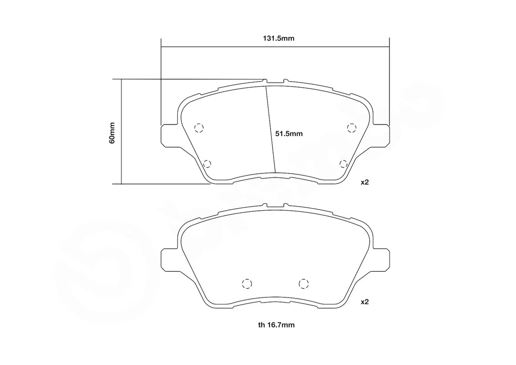 Brembo Sport HP2 Front Brake Pads - 07.D435.70 - Ford Fiesta ST Mk7