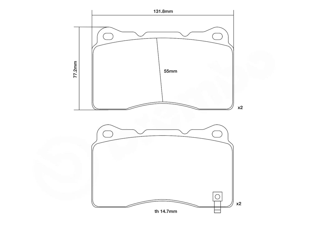 Brembo Sport HP2 Front Brake Pads - 07.B314.51 - Honda Civic Type R FK2/FK8/FL5