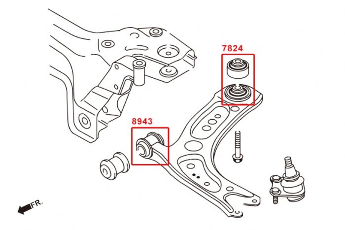 Hardrace Front Lower Arm Rear Bush - Audi S3/RS3 8V, VW Golf GTI/R Mk7