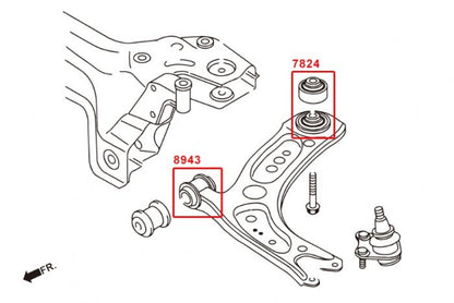 Hardrace Front Lower Arm - Rear - Bush Volkswagen and Audi models