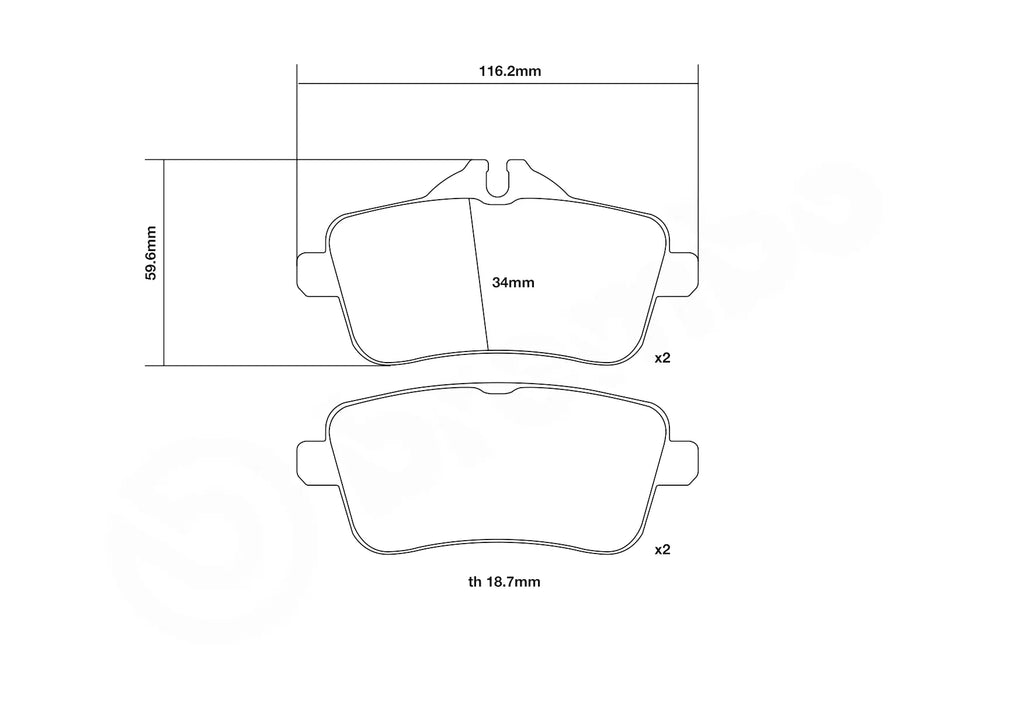 Brembo Sport HP2 Rear Brake Pads - 07.B315.72 - Mercedes A45 W176/CLA45 C117
