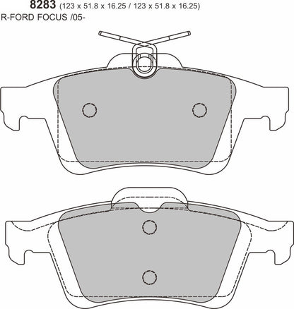 PBS ProRace Ford Focus ST Mk2 ST2225 Rear Performance Brake Pads 8283PR