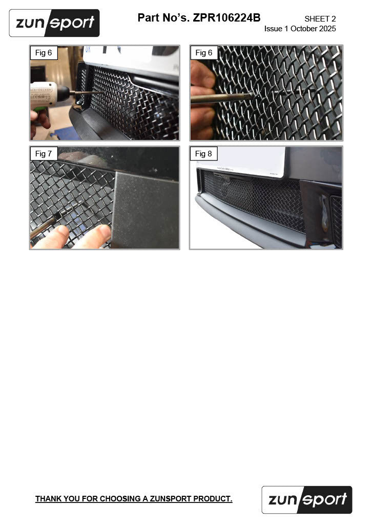 Zunsport Porsche Carrera 992.2 (Sports Design Pack) - Front Grille Set