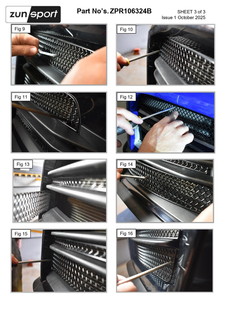Zunsport Porsche Carrera 992.2 (Sports Design Pack) - Outer Grille Set