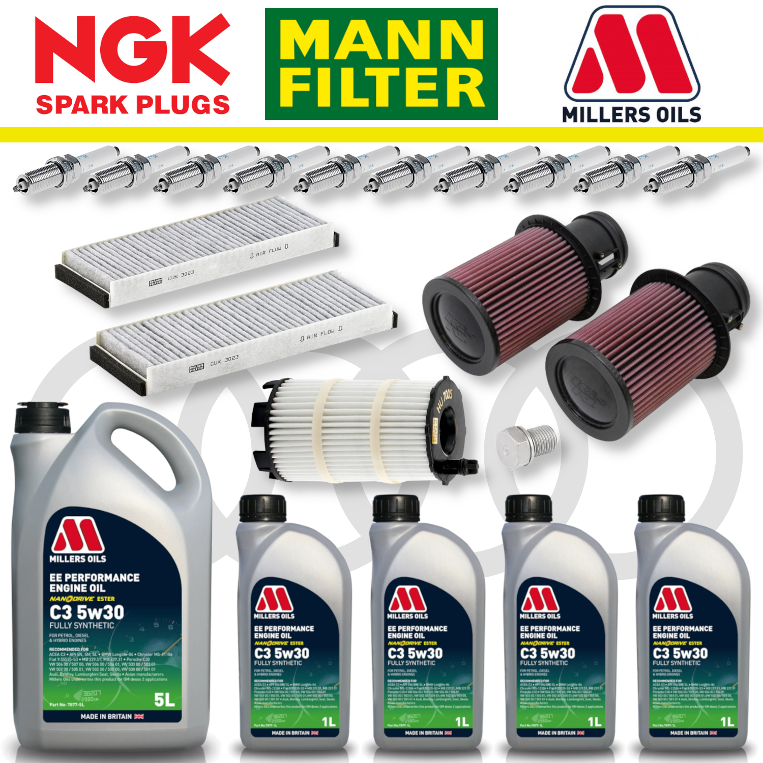 Pack d'entretien à domicile pour Audi R8 V10 Gen 1 - Millers Oil Premium