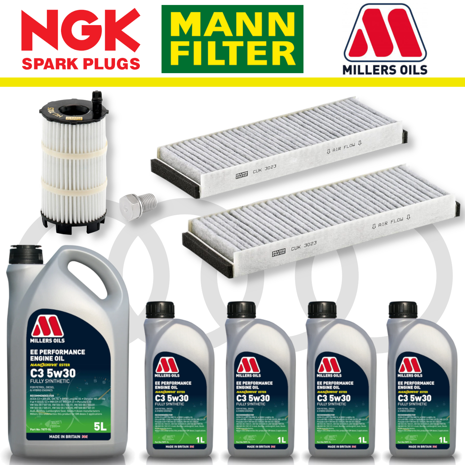 Pack d'entretien à domicile pour Audi R8 V10 Gen 1 - Millers Oil Premium