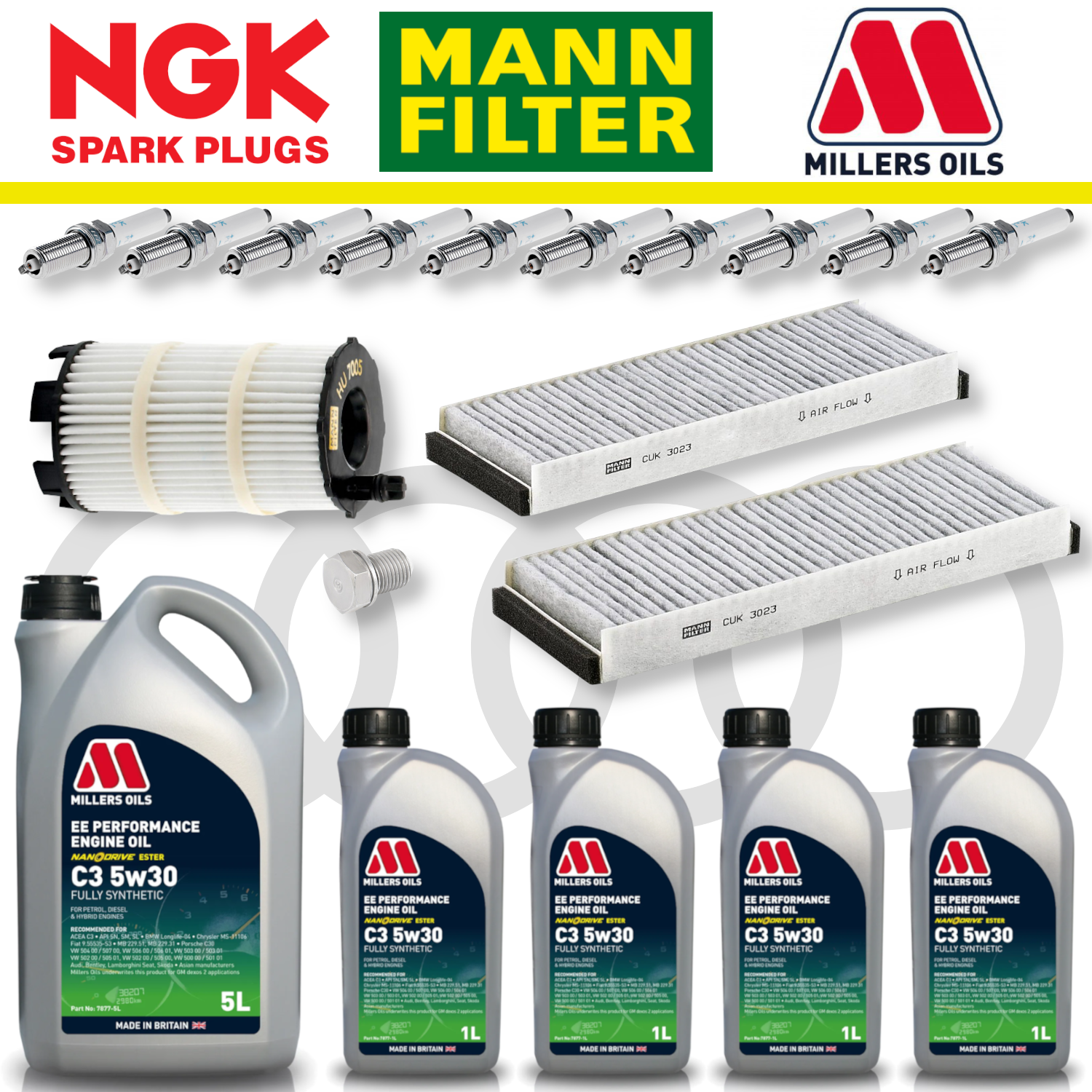 Pack d'entretien à domicile pour Audi R8 V10 Gen 1 - Millers Oil Premium