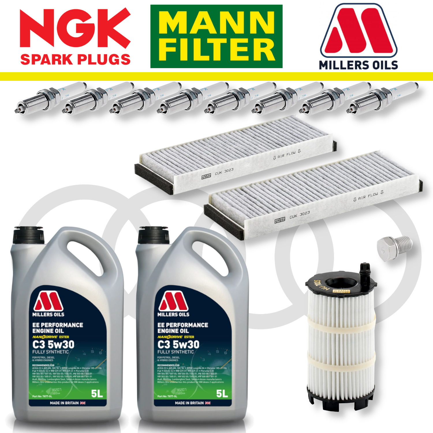 Pack d'entretien à domicile pour Audi R8 V8 Gen 1 - Millers Oil Premium
