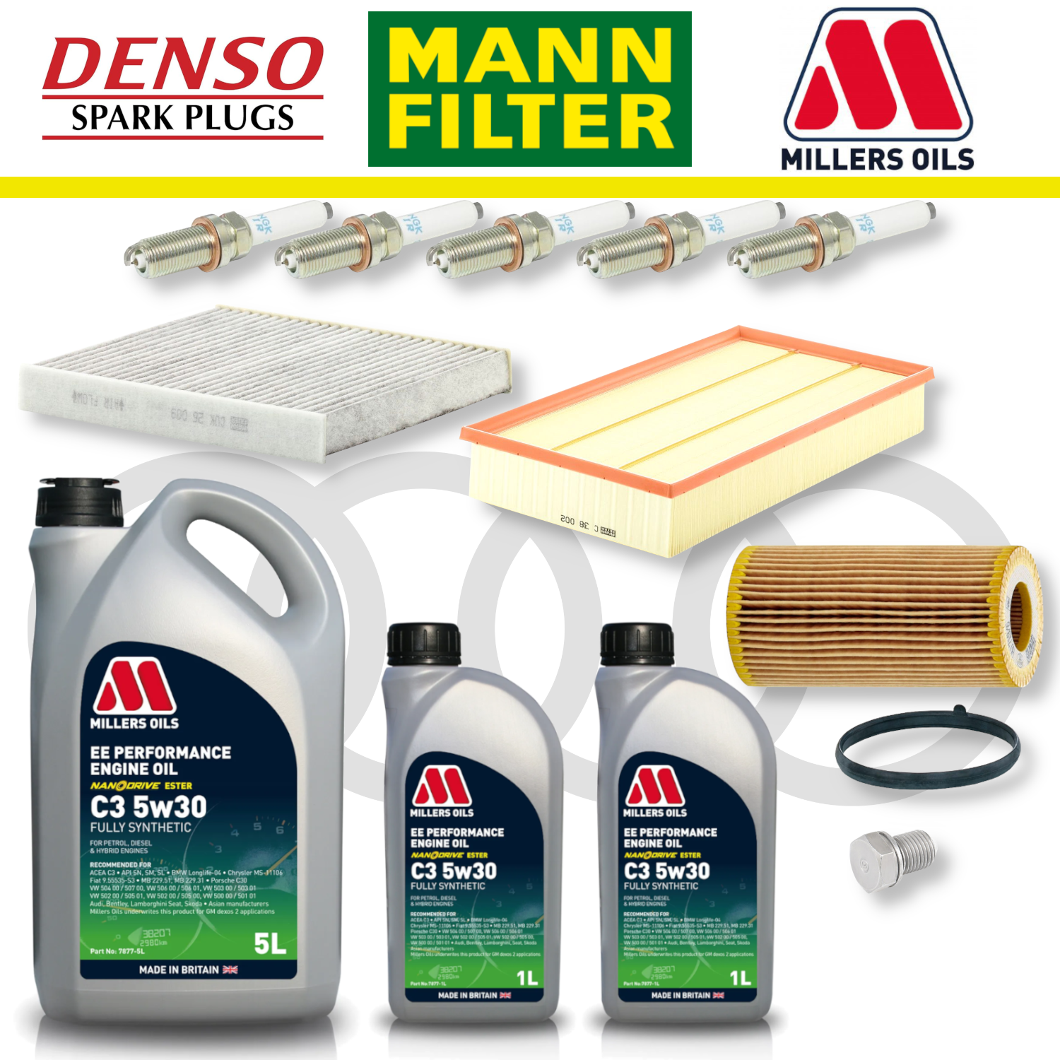 Pack d'entretien à domicile EA855 pour Audi RS3 8V TTRS 8S - Millers Oil Premium