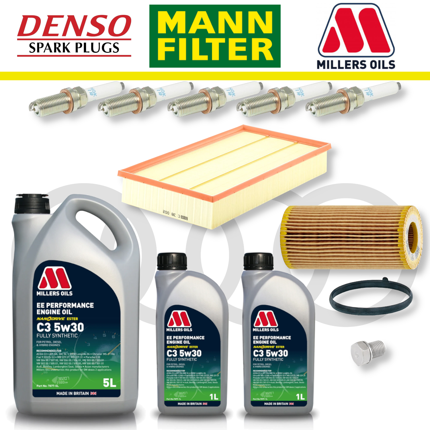 Pack d'entretien à domicile EA855 pour Audi RS3 8V TTRS 8S - Millers Oil Premium