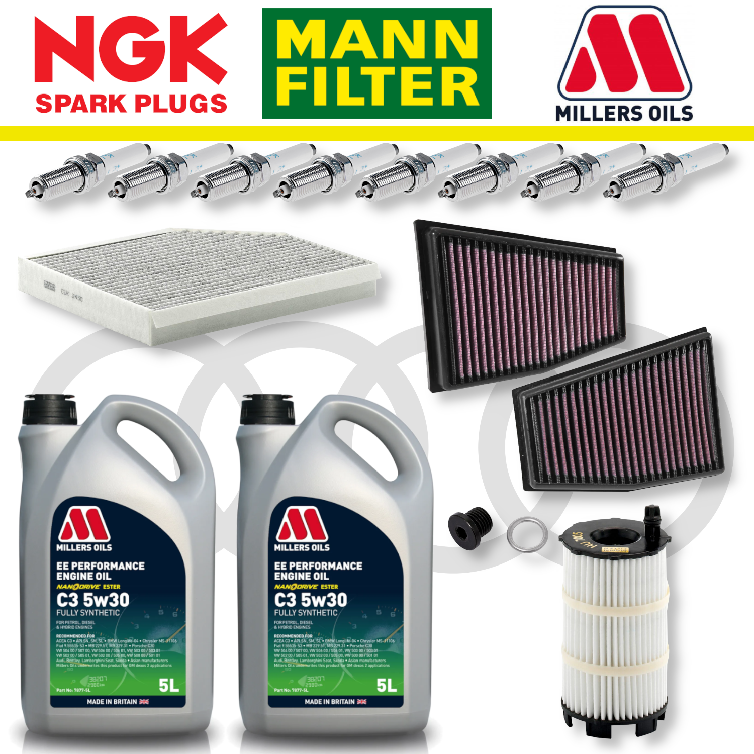 Pack d'entretien à domicile pour Audi RS4 RS5 B8 - Millers Oil Premium