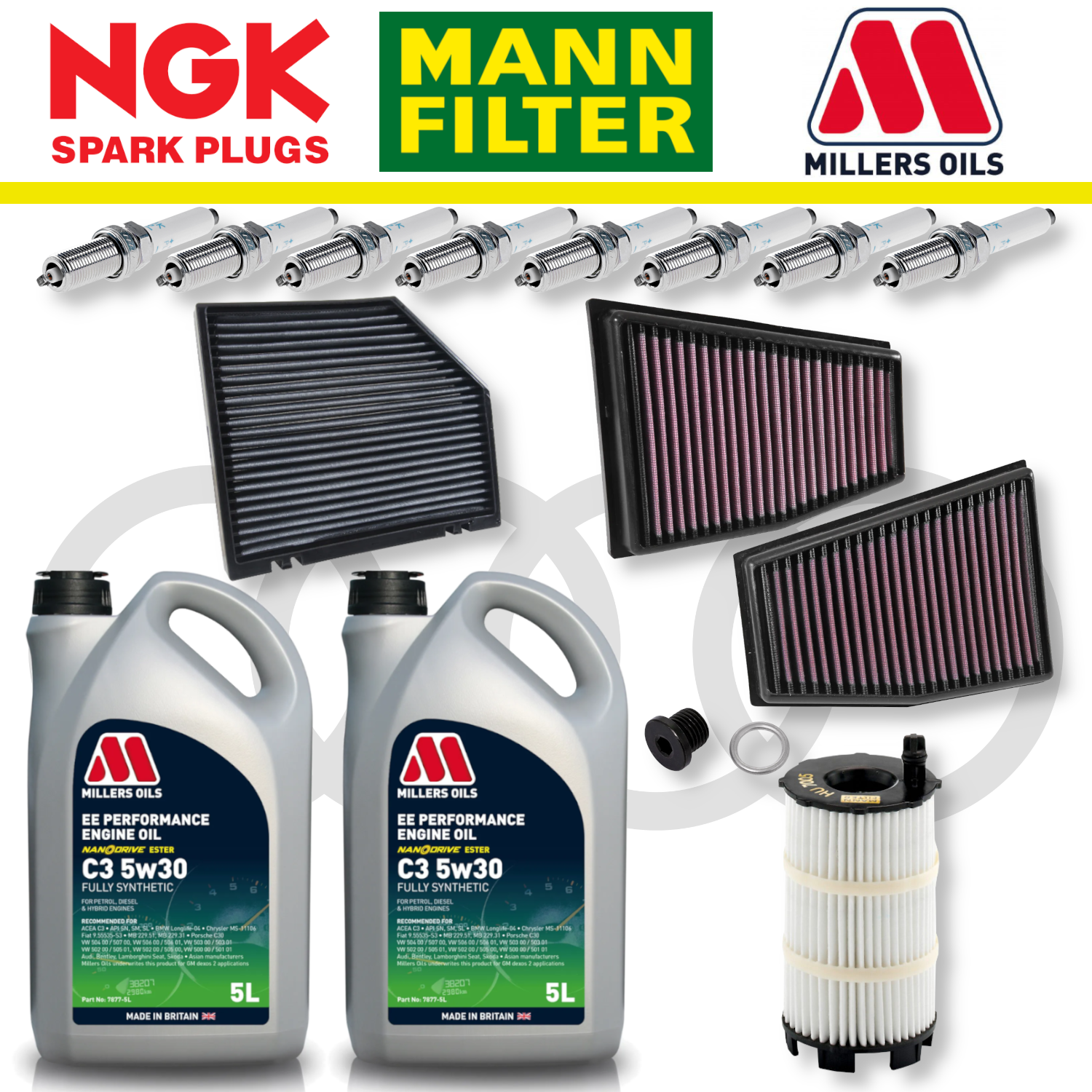 Pack d'entretien à domicile pour Audi RS4 RS5 B8 - Millers Oil Premium