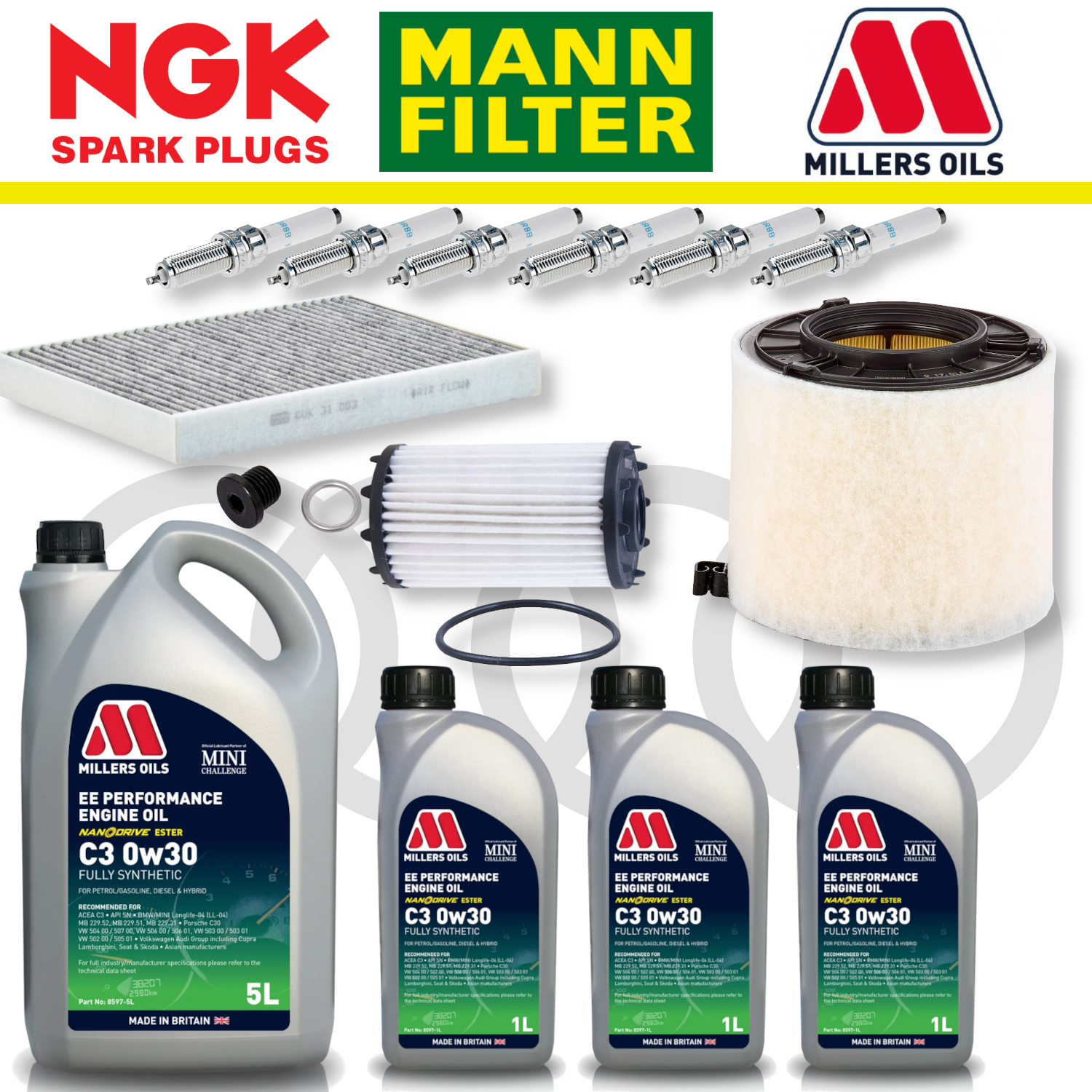 Pack d'entretien à domicile pour Audi RS4 RS5 B9 - Millers Oil Premium