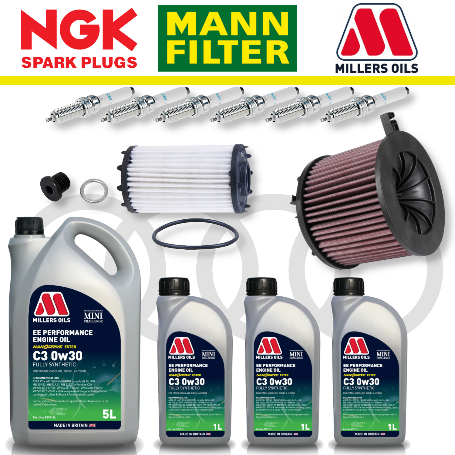 Pack d'entretien à domicile pour Audi RS4 RS5 B9 - Millers Oil Premium