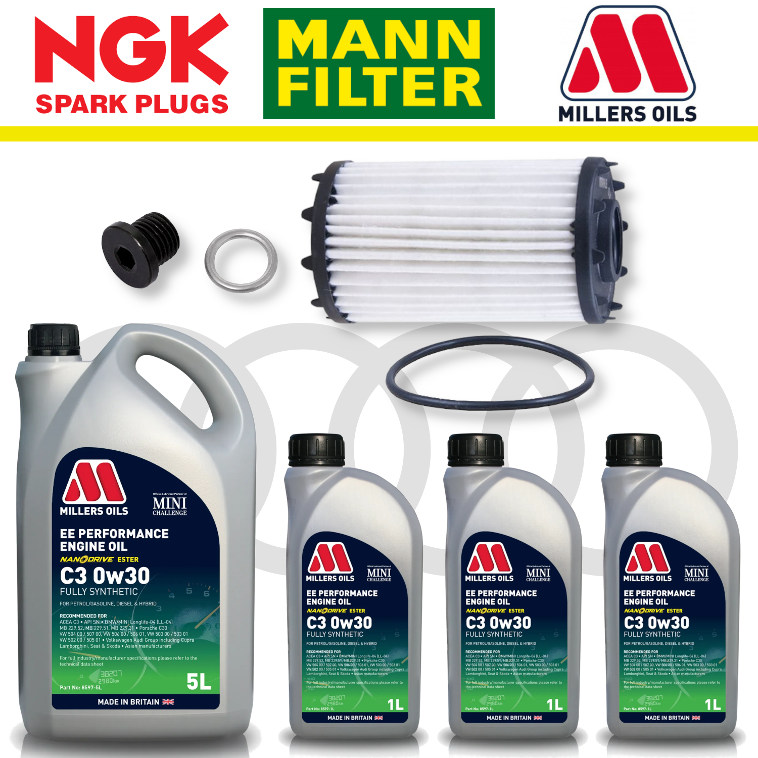 Pack d'entretien à domicile pour Audi RS4 RS5 B9 - Millers Oil Premium