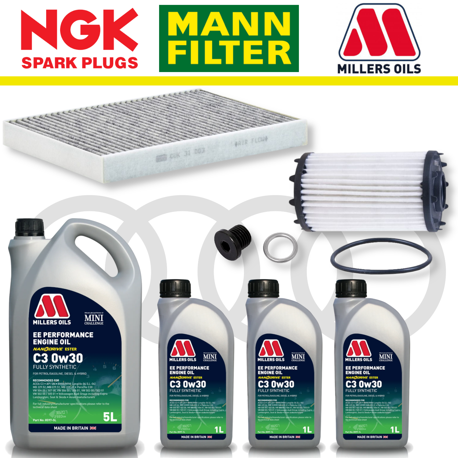 Pack d'entretien à domicile pour Audi RS4 RS5 B9 - Millers Oil Premium