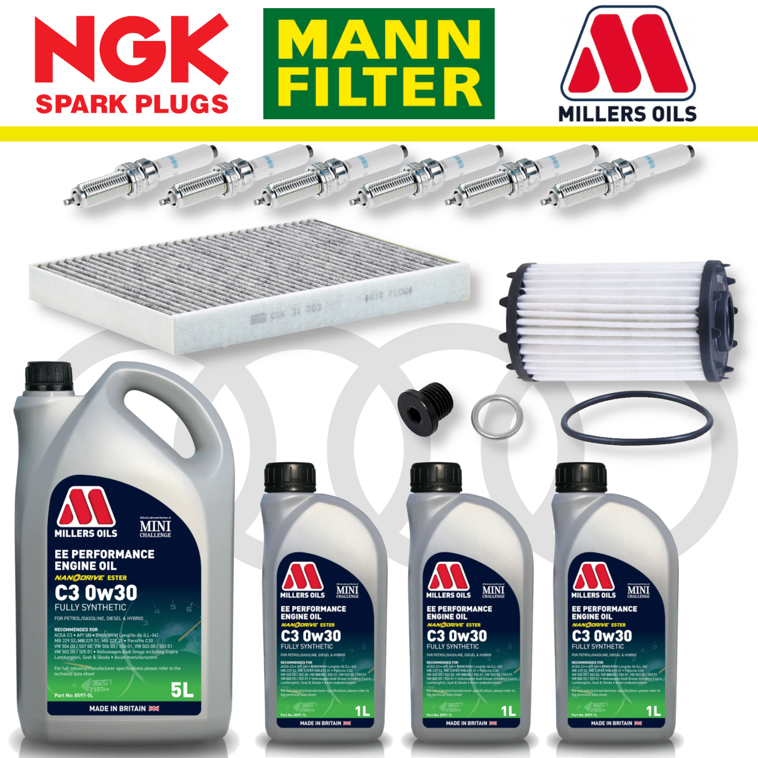 Pack d'entretien à domicile pour Audi RS4 RS5 B9 - Millers Oil Premium