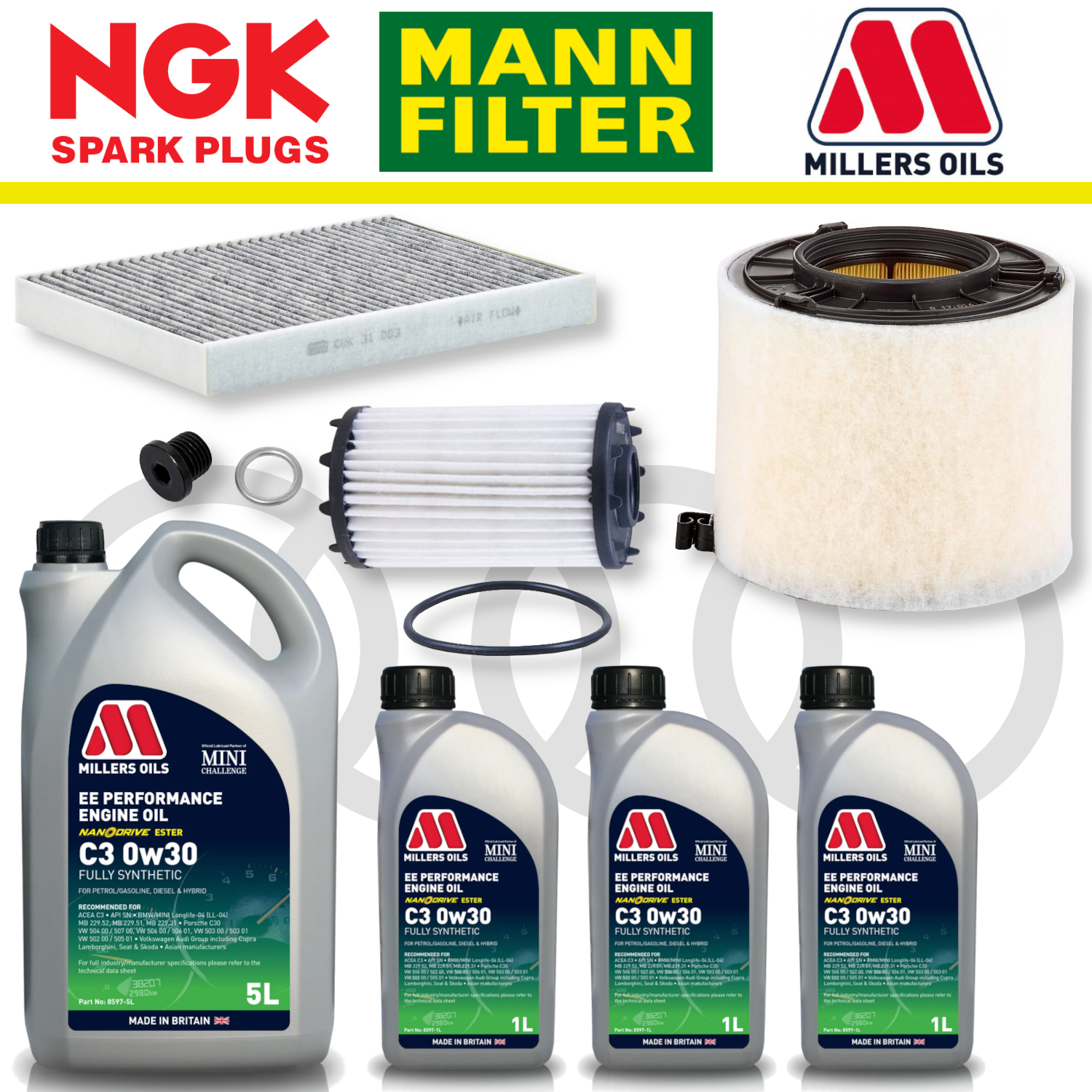 Pack d'entretien à domicile pour Audi RS4 RS5 B9 - Millers Oil Premium