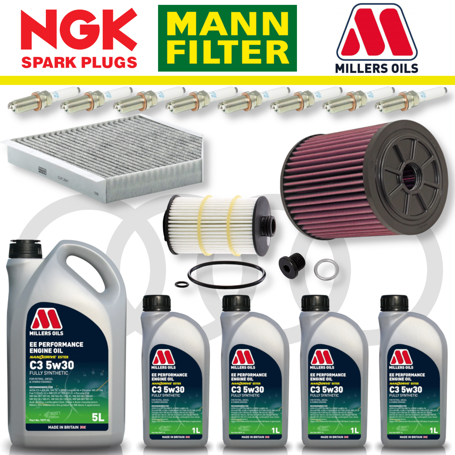 Pack d'entretien à domicile pour Audi RS6 RS7 C7 - Millers Oil Premium