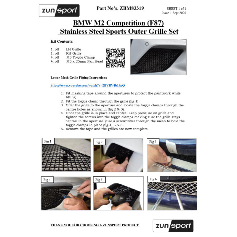 Zunsport BMW M2 Competition (F87) - Conjunto de parrillas exteriores
